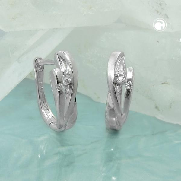 Creole 14x5mm Klappscharnier Zirkonias matt-glänzend rhodiniert Silber 925 Creole 14x5mm Klappscharnier Zirkonias matt-glänzend rhodiniert Silber 925