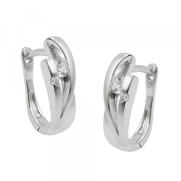 Creole 14x5mm Klappscharnier Zirkonias matt-glänzend rhodiniert Silber 925 Creole 14x5mm Klappscharnier Zirkonias matt-glänzend rhodiniert Silber 925