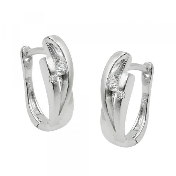 Creole 14x5mm Klappscharnier Zirkonias matt-glänzend rhodiniert Silber 925 Creole 14x5mm Klappscharnier Zirkonias matt-glänzend rhodiniert Silber 925