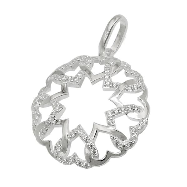 Anhänger 21mm Kreis aus Herzen glänzend und mit Zirkonias Silber 925 Anhänger 21mm Kreis aus Herzen glänzend und mit Zirkonias Silber 925