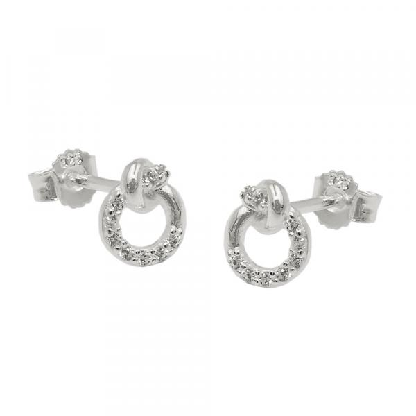 Ohrstecker Ohrringe 7x6mm kleiner Kreis mit Knoten und Zirkonias Silber 925 Ohrstecker Ohrringe 7x6mm kleiner Kreis mit Knoten und Zirkonias Silber 925
