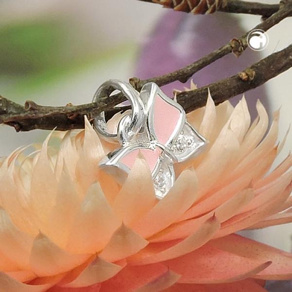 Anhänger 7x8mm Schmetterling rosa lackiert mit Zirkonia Silber 925 Anhänger 7x8mm Schmetterling rosa lackiert mit Zirkonia Silber 925