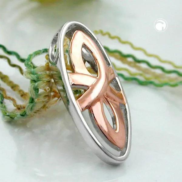 Anhänger 21x9mm bicolor rhodiniert, Silber 925 Anhänger 21x9mm bicolor rhodiniert, Silber 925