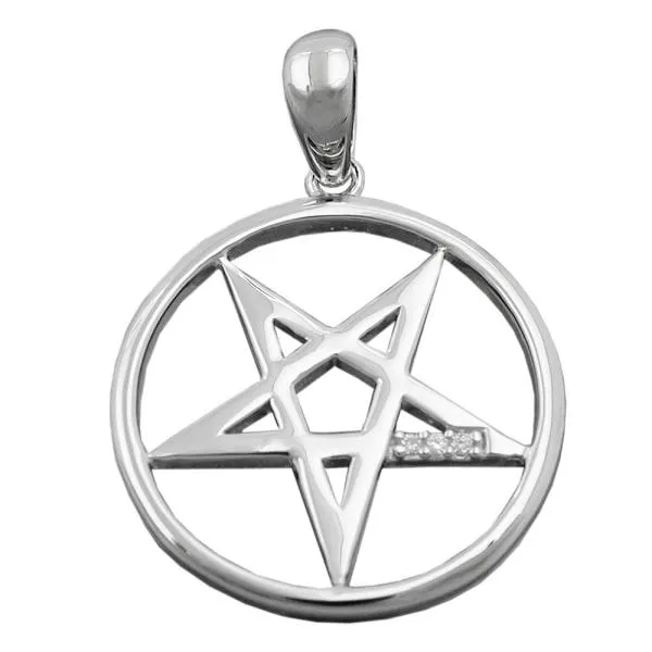 Anhänger 20mm Fünf-Stern Zirkonia rhodiniert Silber 925 Anhänger 20mm Fünf-Stern Zirkonia rhodiniert Silber 925