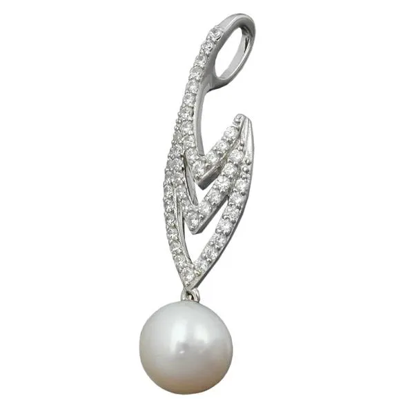 Anhänger 36x9mm Zirkonias mit Zuchtperle Silber 925 Anhänger 36x9mm Zirkonias mit Zuchtperle Silber 925