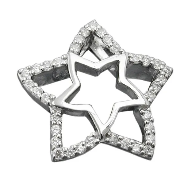 Anhänger 17mm Stern mit Zirkonias glänzend rhodiniert Silber 925 Anhänger 17mm Stern mit Zirkonias glänzend rhodiniert Silber 925