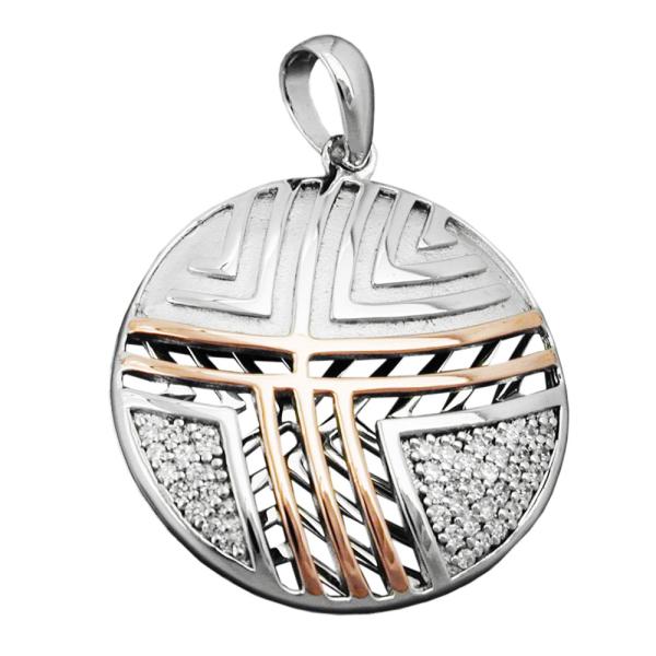 Anhänger 24mm mit Zirkonias bicolor rhodiniert Silber 925 Anhänger 24mm mit Zirkonias bicolor rhodiniert Silber 925