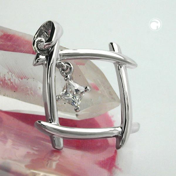 Anhänger 21x21mm Viereck Zirkonia glänzend rhodiniert Silber 925 Anhänger 21x21mm Viereck Zirkonia glänzend rhodiniert Silber 925
