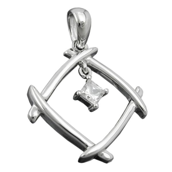 Anhänger 21x21mm Viereck Zirkonia glänzend rhodiniert Silber 925 Anhänger 21x21mm Viereck Zirkonia glänzend rhodiniert Silber 925