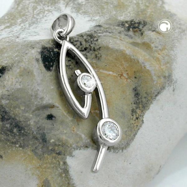 Anhänger 28x9mm Zirkonias weiß rhodiniert Silber 925 Anhänger 28x9mm Zirkonias weiß rhodiniert Silber 925