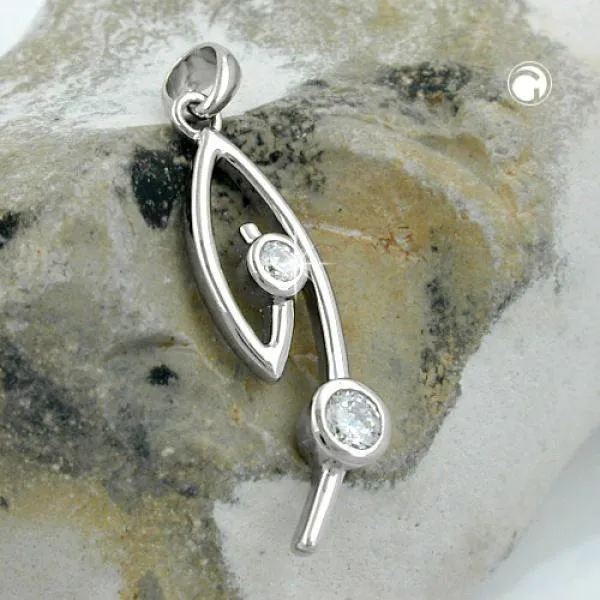 Anhänger 28x9mm Zirkonias weiß rhodiniert Silber 925