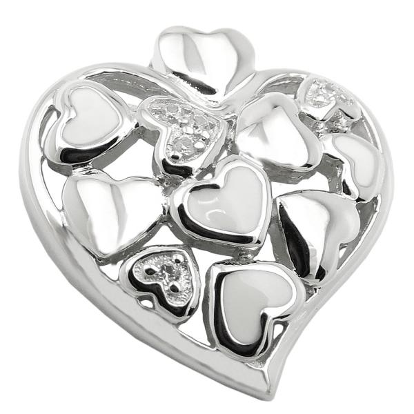 Anhänger 19x18mm Herz mit Zirkonias rhodiniert Silber 925 Anhänger 19x18mm Herz mit Zirkonias rhodiniert Silber 925