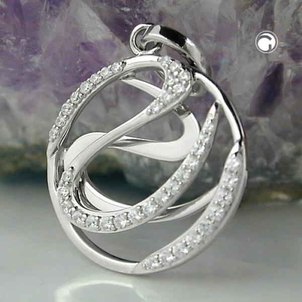 Anhänger 23mm mit Zirkonias glänzend rhodiniert Silber 925 Anhänger 23mm mit Zirkonias glänzend rhodiniert Silber 925