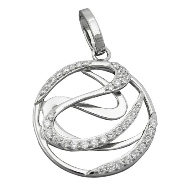 Anhänger 23mm mit Zirkonias glänzend rhodiniert Silber 925 Anhänger 23mm mit Zirkonias glänzend rhodiniert Silber 925