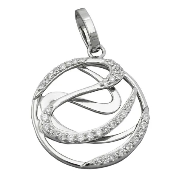 Anhänger 23mm mit Zirkonias glänzend rhodiniert Silber 925 Anhänger 23mm mit Zirkonias glänzend rhodiniert Silber 925