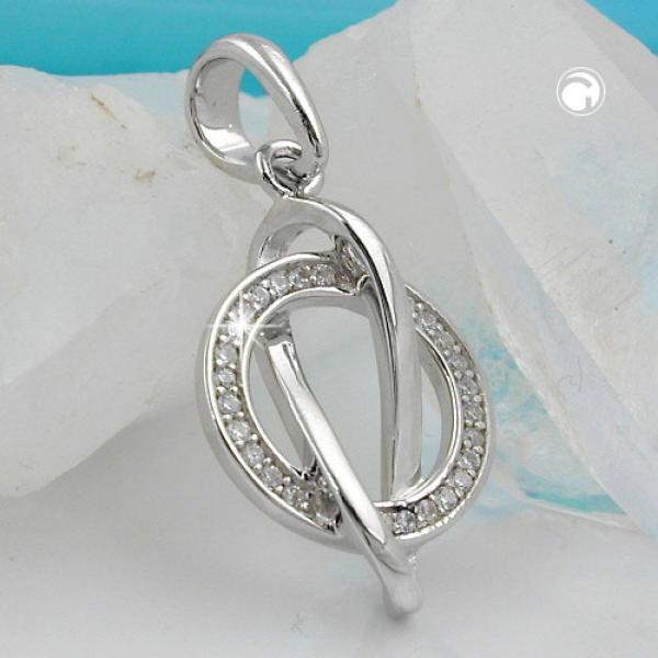 Anhänger 23x16mm mit Zirkonias glänzend rhodiniert Silber 925 Anhänger 23x16mm mit Zirkonias glänzend rhodiniert Silber 925