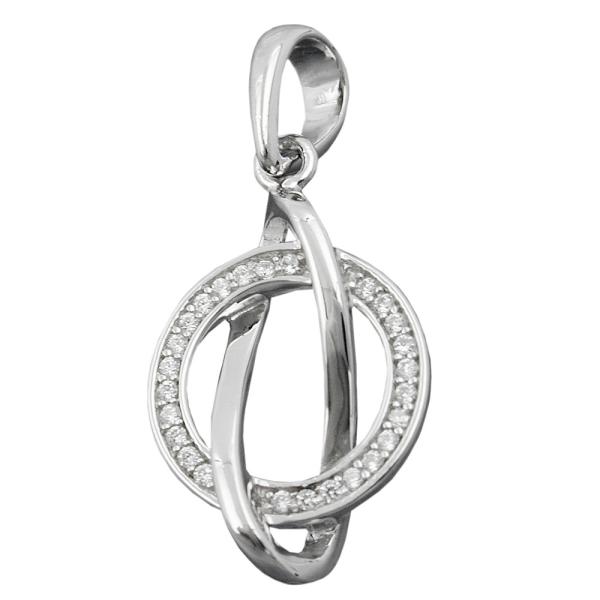 Anhänger 23x16mm mit Zirkonias glänzend rhodiniert Silber 925 Anhänger 23x16mm mit Zirkonias glänzend rhodiniert Silber 925