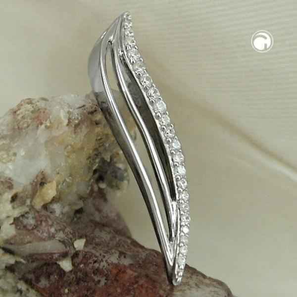 Anhänger 32x6mm mit Zirkonias glänzend rhodiniert Silber 925 Anhänger 32x6mm mit Zirkonias glänzend rhodiniert Silber 925