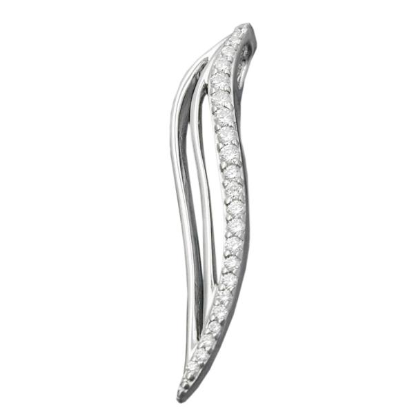 Anhänger 32x6mm mit Zirkonias glänzend rhodiniert Silber 925 Anhänger 32x6mm mit Zirkonias glänzend rhodiniert Silber 925