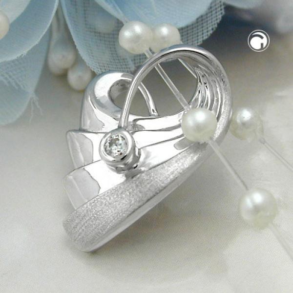 Anhänger 20x15mm Herz mit Zirkonia rhodiniert Silber 925 Anhänger 20x15mm Herz mit Zirkonia rhodiniert Silber 925