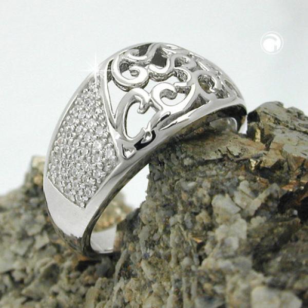 Ring 10mm mit Zirkonias glänzend rhodiniert Silber 925 Ringgröße 54 Ring 10mm mit Zirkonias glänzend rhodiniert Silber 925 Ringgröße 54