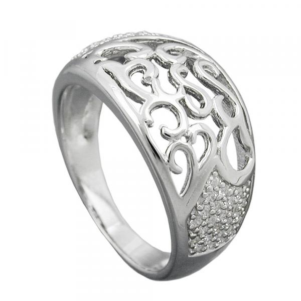 Ring 10mm mit Zirkonias glänzend rhodiniert Silber 925 Ringgröße 54 Ring 10mm mit Zirkonias glänzend rhodiniert Silber 925 Ringgröße 54