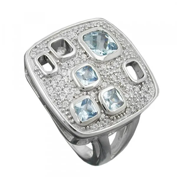 Ring 18mm Viereck Zirkonias aqua weiß glänzend rhodiniert Silber 925 Ringgröße 60 Ring 18mm Viereck Zirkonias aqua weiß glänzend rhodiniert Silber 925 Ringgröße 60