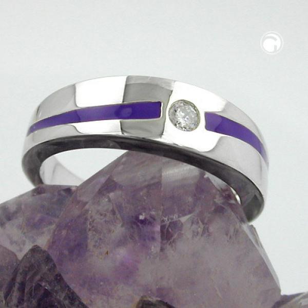 Ring 6mm lila Lackeinlage Zirkonia weiß glänzend rhodiniert Silber 925 Ringgröße 54 Ring 6mm lila Lackeinlage Zirkonia weiß glänzend rhodiniert Silber 925 Ringgröße 54