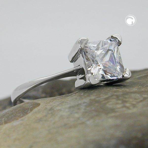 Ring 8mm einzelner Zirkonia glänzend rhodiniert Silber 925 Ringgröße 56 Ring 8mm einzelner Zirkonia glänzend rhodiniert Silber 925 Ringgröße 56
