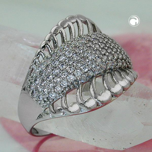 Ring 18mm mit vielen Zirkonias glänzend rhodiniert Silber 925 Ringgröße 56 Ring 18mm mit vielen Zirkonias glänzend rhodiniert Silber 925 Ringgröße 56
