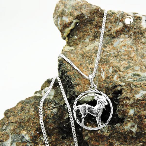Anhänger Sternzeichen Steinbock mit Kette 14mm Flachpanzer Silber 925 45cm Anhänger Sternzeichen Steinbock mit Kette 14mm Flachpanzer Silber 925 45cm