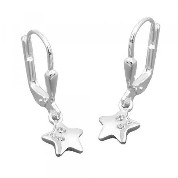 Ohrbrisur Ohrhänger Ohrringe 23x7mm Stern mit Zirkonias glänzend Silber 925 Ohrbrisur Ohrhänger Ohrringe 23x7mm Stern mit Zirkonias glänzend Silber 925