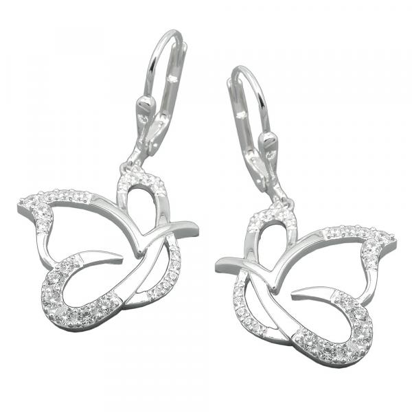 Ohrbrisur Ohrhänger Ohrringe 35x18mm stilisierter Schmetterling mit Zirkonias Silber 925 Ohrbrisur Ohrhänger Ohrringe 35x18mm stilisierter Schmetterling mit Zirkonias Silber 925