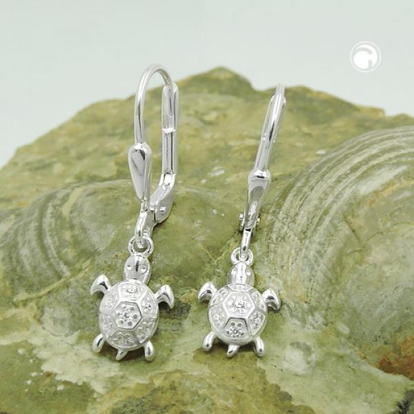 Ohrbrisur Ohrhänger Ohrringe 25x7mm Schildkröte Zirkonias glänzend Silber 925 Ohrbrisur Ohrhänger Ohrringe 25x7mm Schildkröte Zirkonias glänzend Silber 925