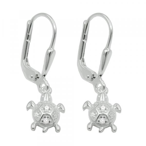 Ohrbrisur Ohrhänger Ohrringe 25x7mm Schildkröte Zirkonias glänzend Silber 925 Ohrbrisur Ohrhänger Ohrringe 25x7mm Schildkröte Zirkonias glänzend Silber 925