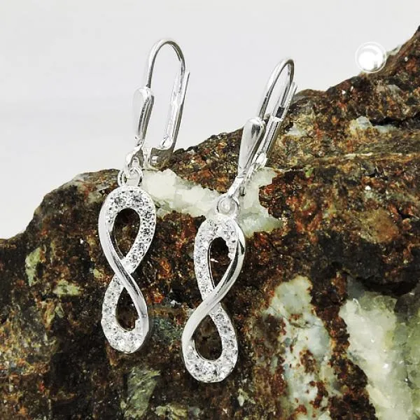 Ohrbrisur Ohrhänger Ohrringe 32x6mm Acht Unendlichkeitszeichen mit Zirkonias Silber 925 Ohrbrisur Ohrhänger Ohrringe 32x6mm Acht Unendlichkeitszeichen mit Zirkonias Silber 925