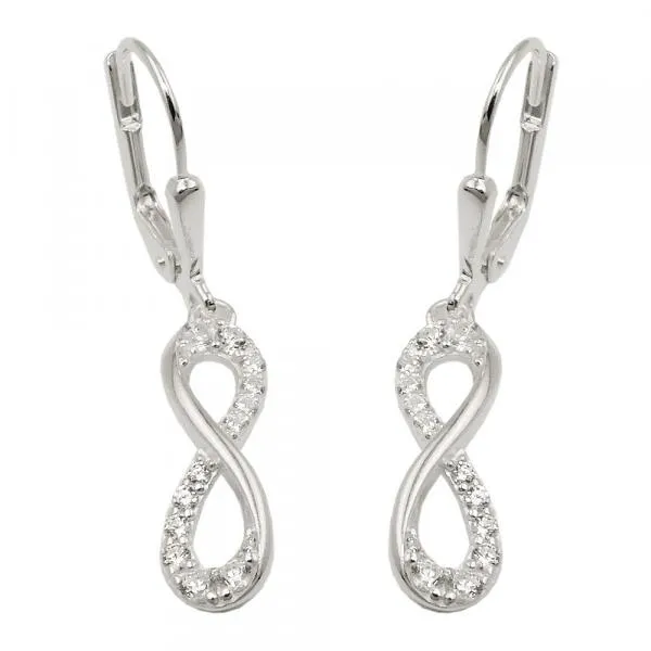 Ohrbrisur Ohrhänger Ohrringe 32x6mm Acht Unendlichkeitszeichen mit Zirkonias Silber 925 Ohrbrisur Ohrhänger Ohrringe 32x6mm Acht Unendlichkeitszeichen mit Zirkonias Silber 925