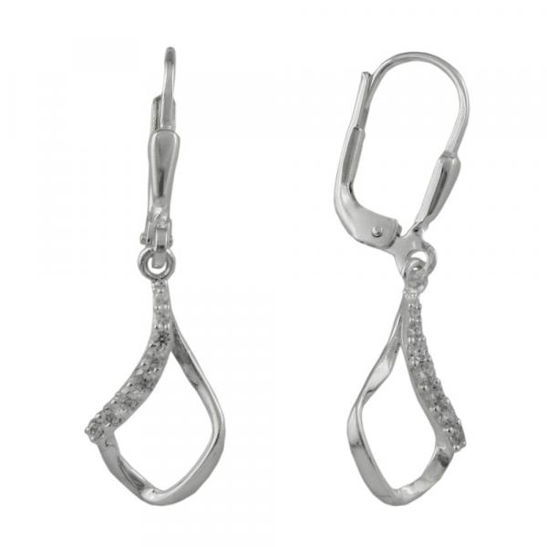 Ohrbrisur Ohrhänger Ohrringe 30x9mm Rhombus gedreht mit Zirkonias Silber 925 Ohrbrisur Ohrhänger Ohrringe 30x9mm Rhombus gedreht mit Zirkonias Silber 925