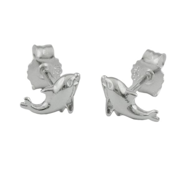 Ohrstecker Ohrring 8x4mm kleiner Delfin glänzend Silber 925 Ohrstecker Ohrring 8x4mm kleiner Delfin glänzend Silber 925