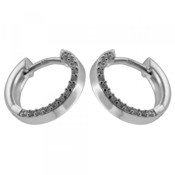 Creole Ohrring 13x2mm Klappscharnier mit Zirkonias Silber 925 Creole Ohrring 13x2mm Klappscharnier mit Zirkonias Silber 925