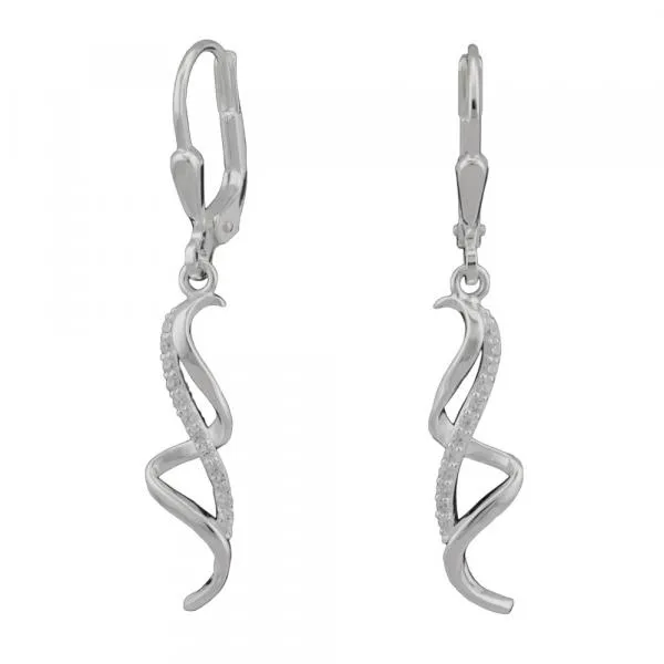 Ohrbrisur Ohrhänger Ohrringe 37x6mm geschwungen gedreht mit Zirkonias Silber 925 Ohrbrisur Ohrhänger Ohrringe 37x6mm geschwungen gedreht mit Zirkonias Silber 925