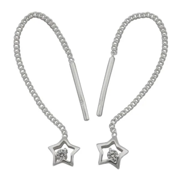 Durchzieher Ohrring Ohrhänger 57x5mm mit Zirkonia Silber 925 Durchzieher Ohrring Ohrhänger 57x5mm mit Zirkonia Silber 925