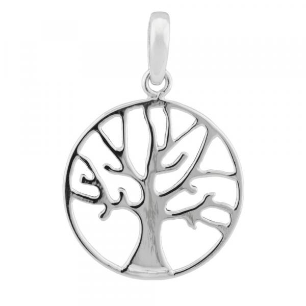 Anhänger 18mm Baum des Lebens kreisrund glänzend Silber 925 Anhänger 18mm Baum des Lebens kreisrund glänzend Silber 925