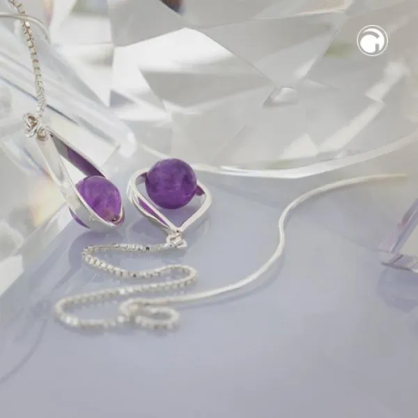 Durchzieher Ohrring Ohrhänger 140x10mm Venezianerkette mit ca. 6mm-Amethyst-Kugel Silber 925 Durchzieher Ohrring Ohrhänger 140x10mm Venezianerkette mit ca. 6mm-Amethyst-Kugel Silber 925