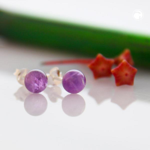 Ohrstecker Ohrring ca. 6mm Amethyst Silber 925 Ohrstecker Ohrring ca. 6mm Amethyst Silber 925