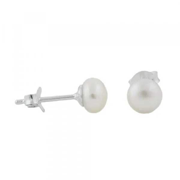 Ohrstecker Ohrring ca. 6x5mm Süßwasserzuchtperle weiß flach Silber 925 Ohrstecker Ohrring ca. 6x5mm Süßwasserzuchtperle weiß flach Silber 925