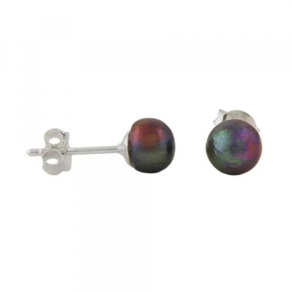 Ohrstecker Ohrring ca. 6mm Süßwasserzuchtperle dunkelgrün unrund Silber 925 Ohrstecker Ohrring ca. 6mm Süßwasserzuchtperle dunkelgrün unrund Silber 925
