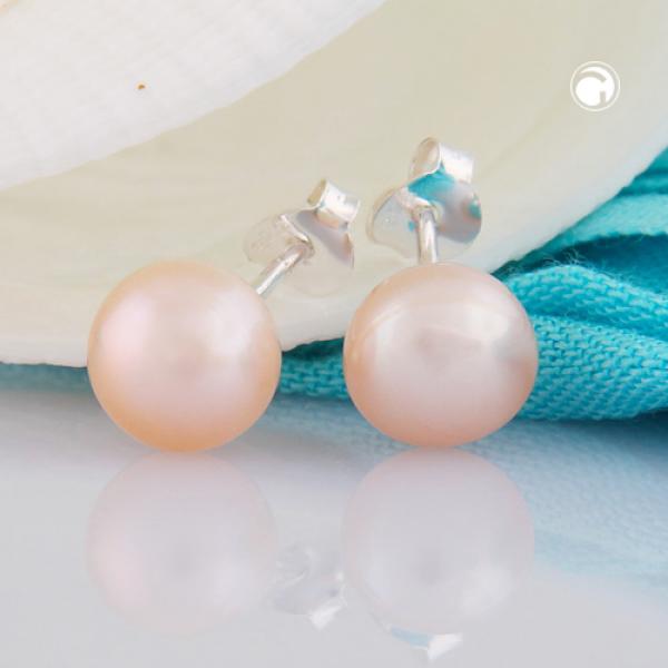 Ohrstecker Ohrring ca. 8x6mm Süßwasserzuchtperle roséfarben unrund Silber 925 Ohrstecker Ohrring ca. 8x6mm Süßwasserzuchtperle roséfarben unrund Silber 925