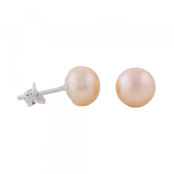 Ohrstecker Ohrring ca. 8x6mm Süßwasserzuchtperle roséfarben unrund Silber 925 Ohrstecker Ohrring ca. 8x6mm Süßwasserzuchtperle roséfarben unrund Silber 925