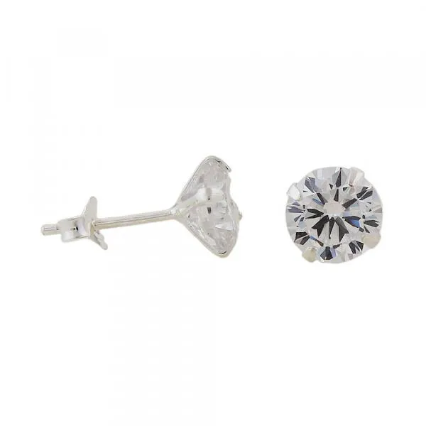 Ohrstecker Ohrring 6mm Zirkonia rund gefasst Silber 925
